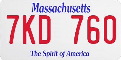 MA license plate 7KD760