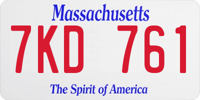 MA license plate 7KD761