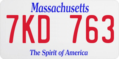 MA license plate 7KD763