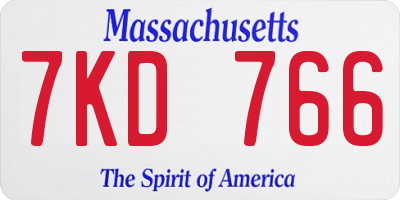 MA license plate 7KD766