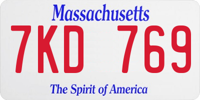 MA license plate 7KD769