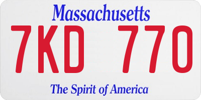 MA license plate 7KD770