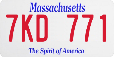 MA license plate 7KD771