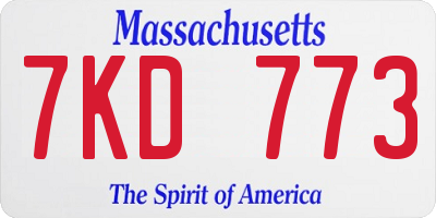 MA license plate 7KD773