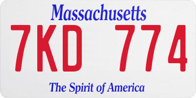 MA license plate 7KD774