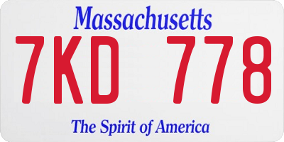 MA license plate 7KD778
