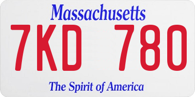 MA license plate 7KD780