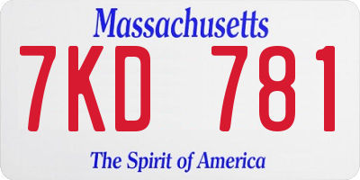 MA license plate 7KD781