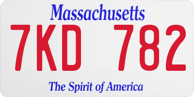 MA license plate 7KD782