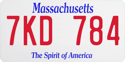 MA license plate 7KD784