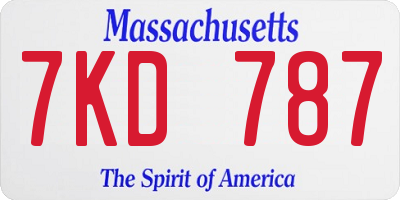 MA license plate 7KD787