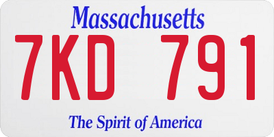 MA license plate 7KD791