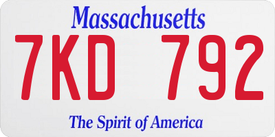 MA license plate 7KD792