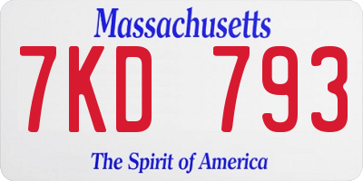 MA license plate 7KD793