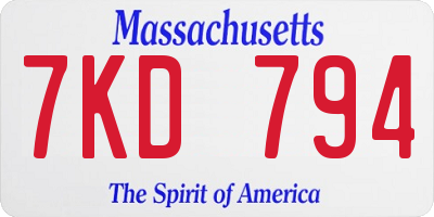 MA license plate 7KD794