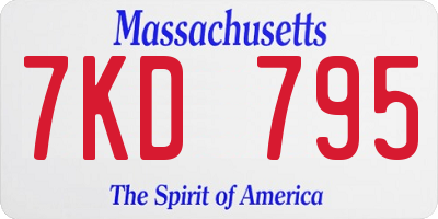 MA license plate 7KD795
