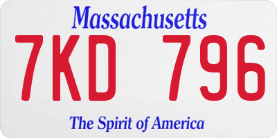 MA license plate 7KD796