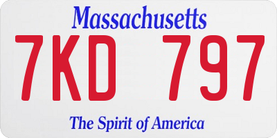 MA license plate 7KD797