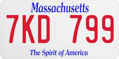 MA license plate 7KD799
