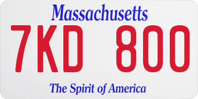 MA license plate 7KD800