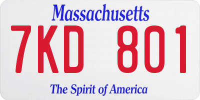MA license plate 7KD801