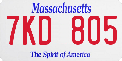 MA license plate 7KD805