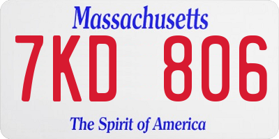 MA license plate 7KD806
