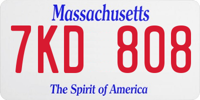 MA license plate 7KD808
