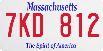MA license plate 7KD812