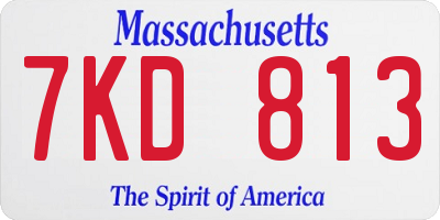 MA license plate 7KD813