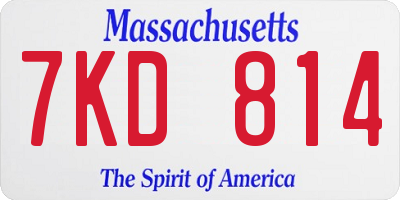 MA license plate 7KD814