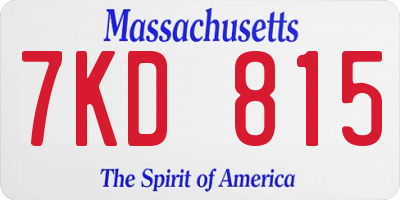 MA license plate 7KD815