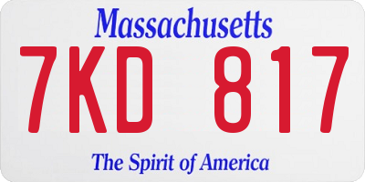 MA license plate 7KD817