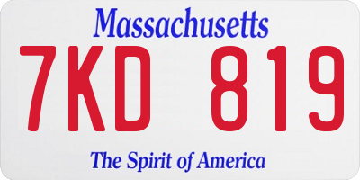 MA license plate 7KD819