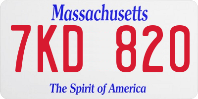 MA license plate 7KD820