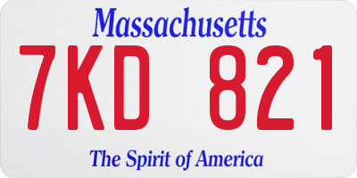 MA license plate 7KD821