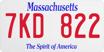MA license plate 7KD822