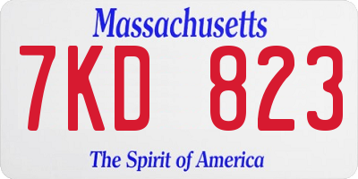 MA license plate 7KD823