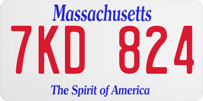 MA license plate 7KD824