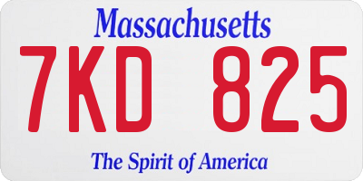 MA license plate 7KD825