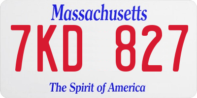 MA license plate 7KD827