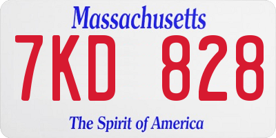 MA license plate 7KD828