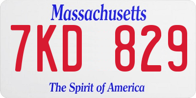 MA license plate 7KD829