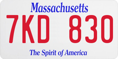 MA license plate 7KD830