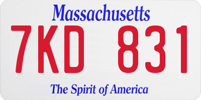 MA license plate 7KD831