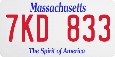 MA license plate 7KD833
