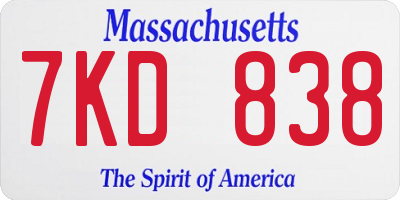 MA license plate 7KD838