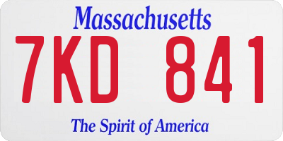 MA license plate 7KD841