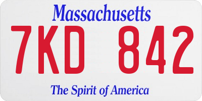MA license plate 7KD842