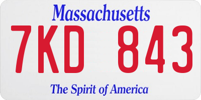 MA license plate 7KD843